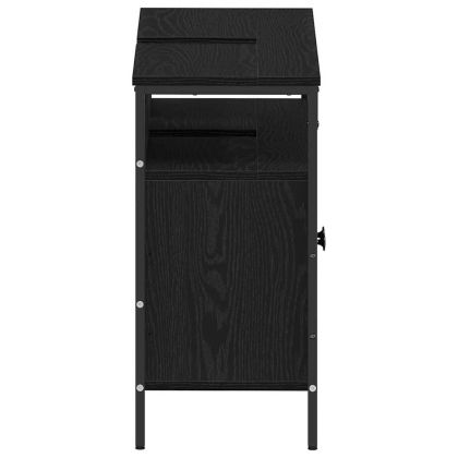 Шкаф за мивка в баня Черен дъб 80 x 30 x 60 cm Инженерно дърво