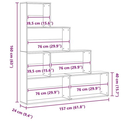 Шкаф за книги Черния дъб 155 x 24 x 160 см Инженерно дърво