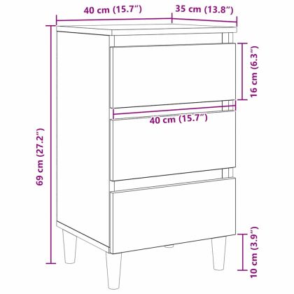 Нощен шкаф с чекмедже Черен дъб 40 x 35 x 69 см Инженерно дърво