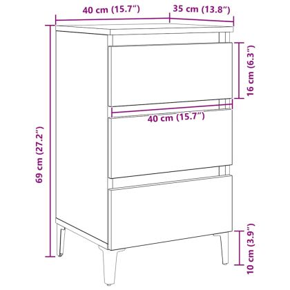 Нощен шкаф с чекмедже Черен дъб 40 x 35 x 69 см Инженерно дърво