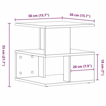 Странична маса Старо дърво 30 x 30 x 55 см Инженерно дърво