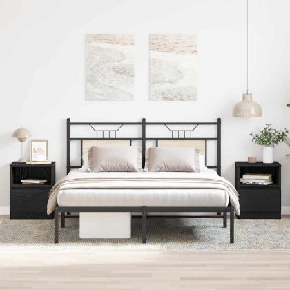 Нощен шкаф 2 pcs Черен дъб 40 x 40 x 50 cm Инженерно дърво