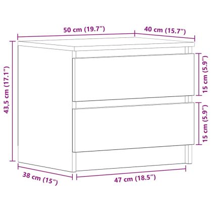 Нощен шкаф Черен дъб 50 x 40 x 43.5 см Инженерно дърво