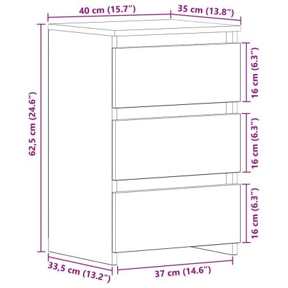Нощен шкаф Черен дъб 40 x 35 x 62.5 см Инженерно дърво