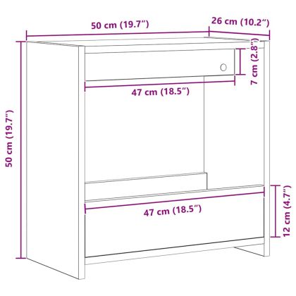 Странична маса Черния дъб 50 x 26 x 50 см Инженерно дърво