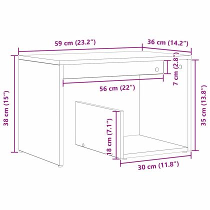 Странична маса Черния дъб 59 x 36 x 38 см Инженерно дърво