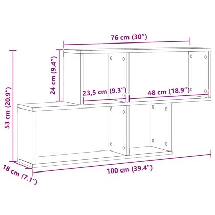 Стенен рафт с рафт Черния дъб 76 x 15 x 53 см Инженерно дърво
