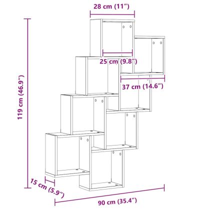 Стенен рафт Черния дъб 90 x 15 x 119,5 см Инженерно дърво