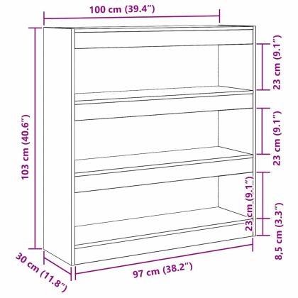 Шкаф за книги дъб артизан 100 x 30 x 103 см Инженерно дърво