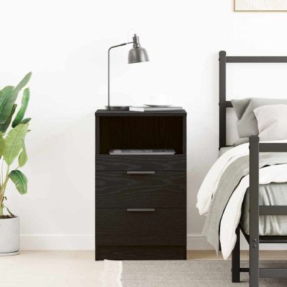 Нощен шкаф с чекмедже Черен дъб 40 x 35 x 65 см Инженерно дърво