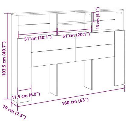 Табла за легло Черния дъб 160 x 19 x 103,5 cm Инженерно дърво