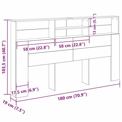 Табла за легло Черния дъб 180 x 19 x 103,5 cm Инженерно дърво