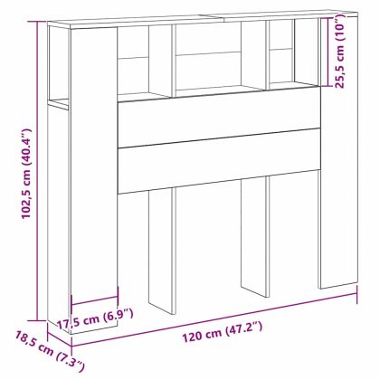 Табла за легло Черния дъб 120 x 19 x 104,5 см Инженерно дърво