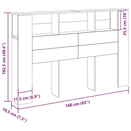 Табла за легло Черния дъб 160 x 19 x 104,5 см Инженерно дърво