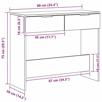 Конзолна маса Черния дъб 30 x 36 x 75 см Инженерно дърво