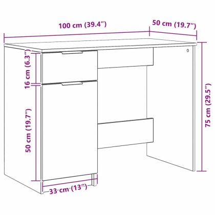 Бюро с чекмедже Черния дъб 100 x 50 x 75 cm Инженерно дърво