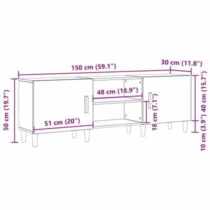 ТВ шкаф Черния дъб 150 x 30 x 50 см Инженерно дърво