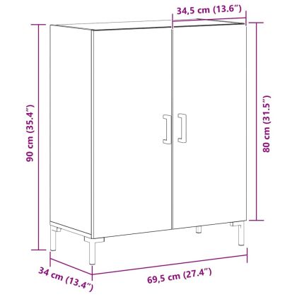 Служебен шкаф Черния дъб 69,5 x 34 x 90 см Инженерно дърво