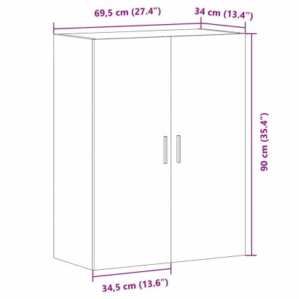 Стенно монтиран шкаф Черния дъб 69,5 x 34 x 90 см
