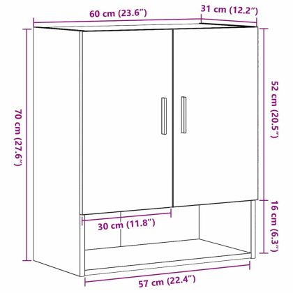 Стенно монтиран шкаф Черния дъб 60 x 31 x 70 см Инженерно дърво