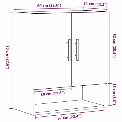 Стенно монтиран шкаф Черния дъб 60 x 31 x 70 см Инженерно дърво