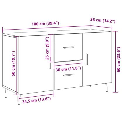 Служебен шкаф Черен дъб 100 x 36 x 60 см Инженерно дърво