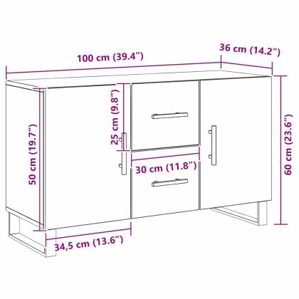 Служебен шкаф Черен дъб 100 x 36 x 60 см Инженерно дърво