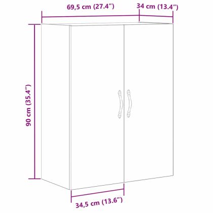 Стенно монтиран шкаф Черния дъб 69,5 x 34 x 180 см