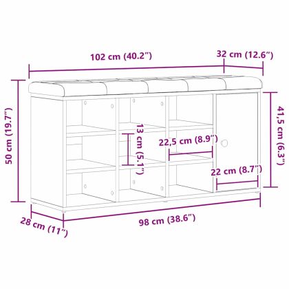 Пейка с място за съхранение с рафт Черния дъб 102 x 32 x 50 cm