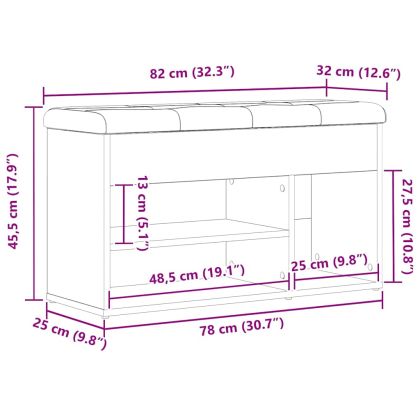 Пейка за обувки Черно 80 x 30 x 45 cm Инженерно дърво