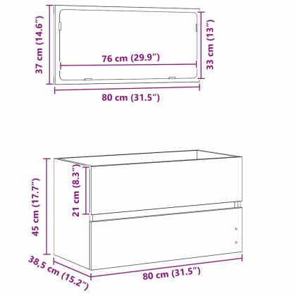 Комплект мебели за баня 2 pcs Черния дъб Инженерно дърво