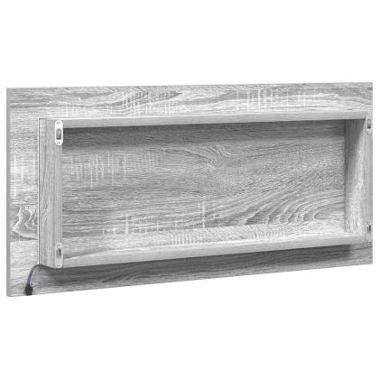 Огледало С LED лентисти светлини Светло сиво сонома 80 x 37 см