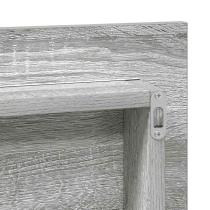 Огледало С LED лентисти светлини Светло сиво сонома 80 x 37 см