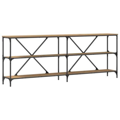 Конзолна маса с рафт Кафяво 200 x 30 x 75 см Инженерно дърво