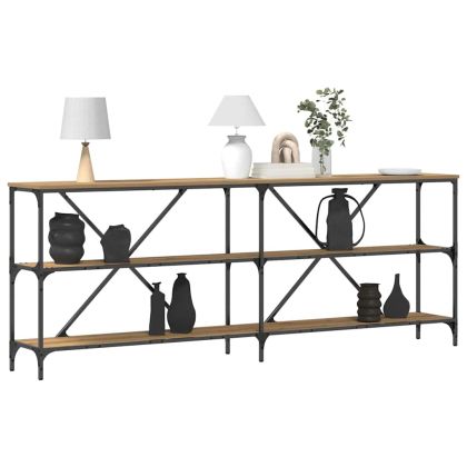 Конзолна маса с рафт Кафяво 200 x 30 x 75 см Инженерно дърво