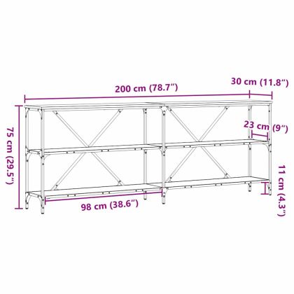 Конзолна маса с рафт Кафяво 200 x 30 x 75 см Инженерно дърво