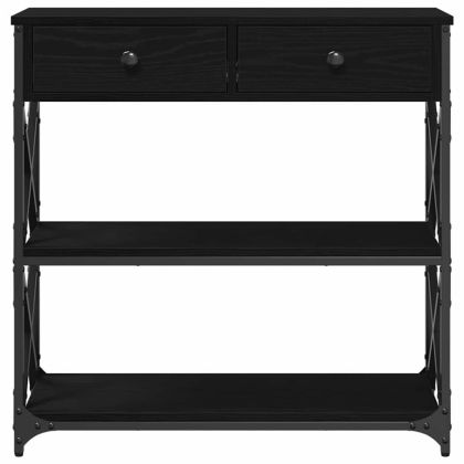 Конзолна маса Черен дъб 75 x 28 x 75 см Инженерно дърво и метал