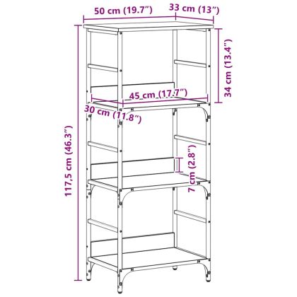 Рафт за книги Черен дъб 50x33x117,5см Инженерно дърво