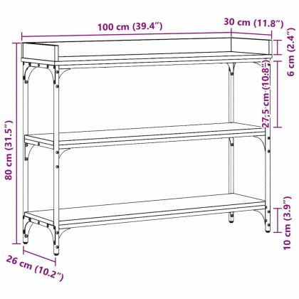 Конзолна маса с рафт дъб артизан 100 x 30 x 80 см