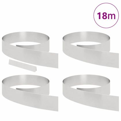 Ограда за трева 4 pcs Сребрист 450 x 0.05 x 15 см