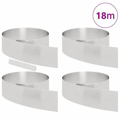 Ограда за трева 4 pcs Сребрист 450 x 0.05 x 15 см