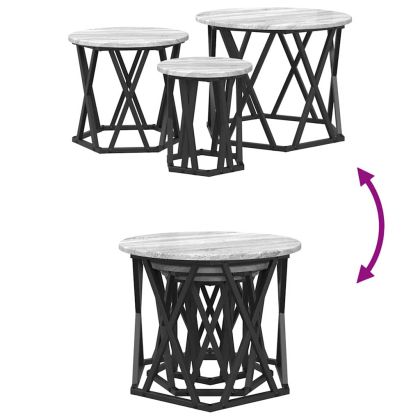 Нестинг странична маса 3 pcs Сив Сонома