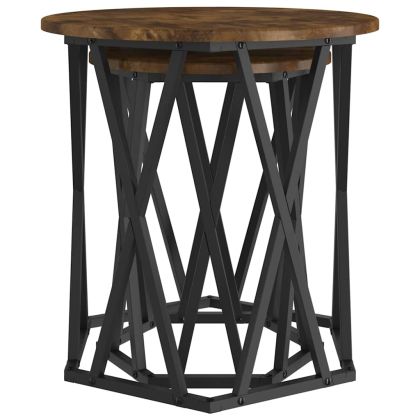 Масичка за кафе 2 pcs Димян дъб Инженерна дървесина и стомана