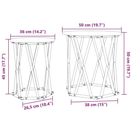 Масичка за кафе 2 pcs Димян дъб Инженерна дървесина и стомана