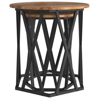 Масичка за кафе 2 pcs Старо дърво Инженерна дървесина и стомана