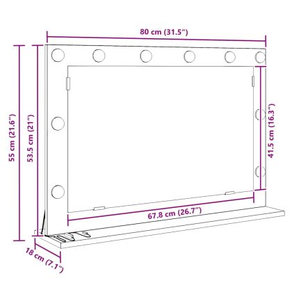 Огледало за грим с огледало Димян дъб 80 x 55 x 18 см