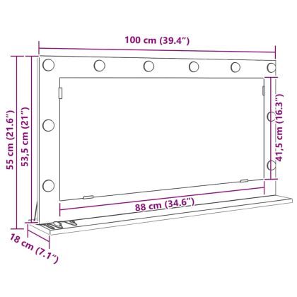 Огледало за грим Дъб 100 x 55 x 18 см Стъкло и инженерно дърво