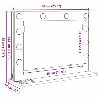 Огледало за грим Дъб 60 x 45 x 18 см Стъкло и инженерно дърво