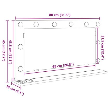 Огледало за грим с огледало Старо дърво 80 x 45 x 18 см