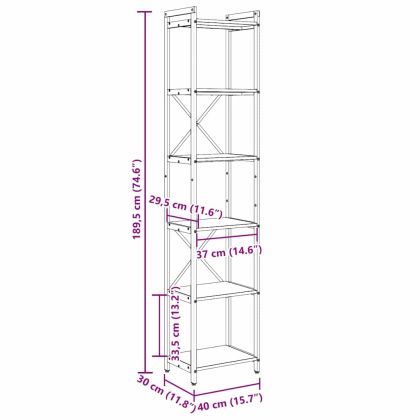 Рафт за книги Черния дъб 40 x 30 x 189,5 см Инженерно дърво